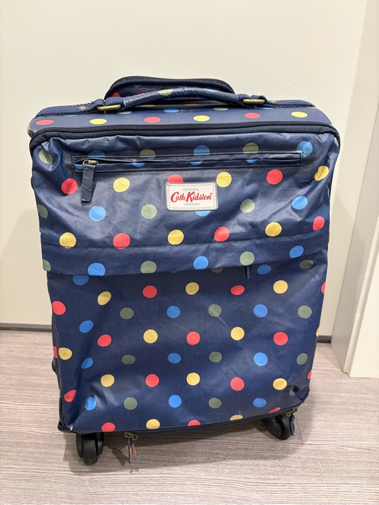 Cath Kidston Handbags - Vintage Cath Kidston Navy Polka Dot Rolling Suitcase